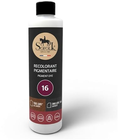 Sofolk - Peinture Cuir/Simili-Cuir - Recoloration pour Cuir Abimé, Rayé, Giffré, Décoloré - Volant de Voiture, Siège Auto, Canapé, Chaussure, Veste et Vêtements (500ml, 16-VIOLET)