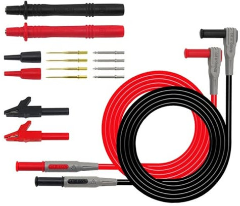 Fasizi Juego de cables de prueba de multímetro digital electrónico, pinzas de cocodrilo, puntas de sonda reemplazables