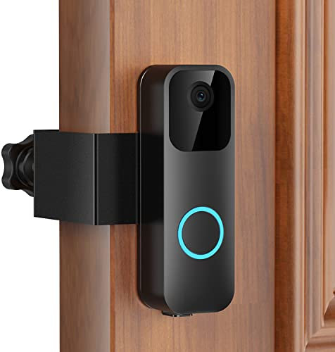 Anti-Theft Blink Video Doorbell Door Mount, No Drilling High Quality Stainless & Aluminum Video Camera Doorbell Mount for Apartment Renters Home Office Room - Doorbell Not Included (Black)