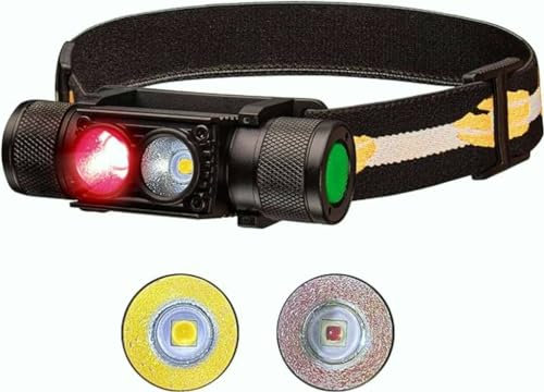 Weneasker Linterna LED para la Cabeza Con Luz Roja, Frontal Recargable D25LR Super Brillante USB C, 90 CRI Alto Blanco Claro y 660 nm Roja Profunda