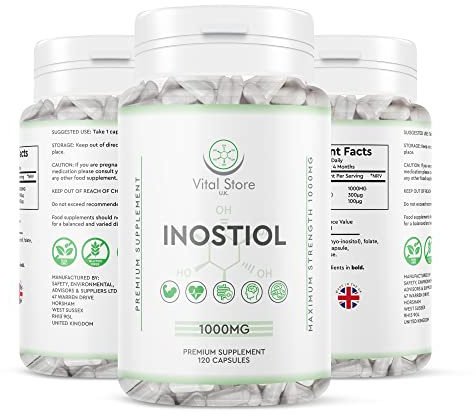 Inositol with Chromium & Folate 1000mg Vegan Capsules -120 Days Supply 4 Months - Vitamin b8 Vegan High Strength - UK Manufactured