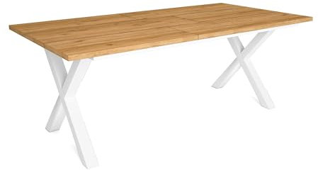 Skraut Home - Mesa de Comedor | 10 Comensales | 200 | Robusta y Estable Gracias a su Estructura y Patas macizas | Ideal para reuniones Familiares | Roble | Estilo Industrial