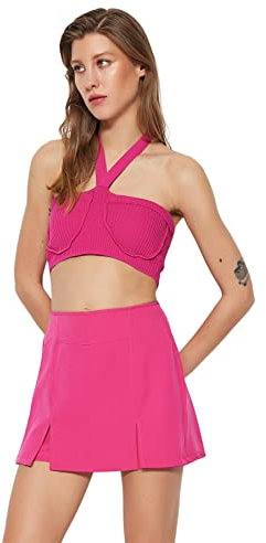 Trendyol Ricerca Gonna Corta Pantaloncini Eleganti, Fucsia, 44 Donna