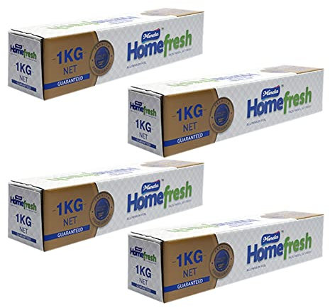 64M Aluminium Foil Paper 30cm x 64m, 18 Micron Tin Foil Recyclable Aluminium Sandwich Sheet Wrapping Paper Foil Wrap Food Service Catering Great for Grilling Baking Roasting- Pack of 4