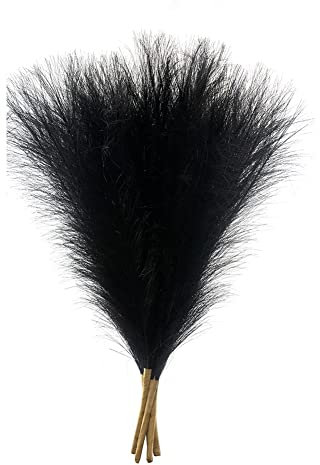 Ksrnsne 5Piece Artificial Pampas Grass 5 Stem Pompous Grass Flower Arrangement for (Black)