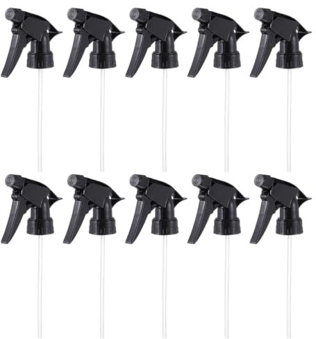 minkissy 10pcs Spray Bottle Nozzle Trigger Spray Heads Replacement Adjustable Tops Spray Nozzle for Makeup Home Office Cleaning Household Supplies Suit for 28/400 Bottleneck