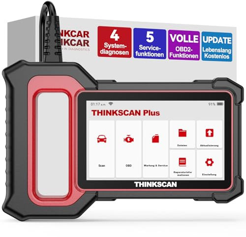 thinkcar Diagnosegerät Auto, ThinkScan Plus S6 OBD2 Diagnosegerät Mit 4 Systemdiagnosen+5 Reset-Funktion (Oil/SAS/EPB/TPMS/ETS), Auslesegerät Auto Für Android 7.0, AutoVin