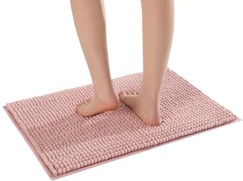 Pincy Chenille Non-slip Bath Mat - 40 x 60 cm Shaggy Microfiber Bathroom Mat - Fast Water Absorbent, Machine-washable Durable Floor Rug, Perfect for Tub, Bathroom, Room