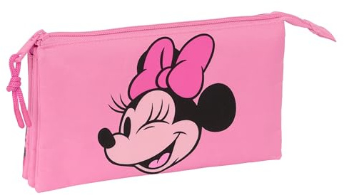 Safta Minnie Mouse Loving, Federmäppchen für Kinder, ideal für Kinder im Schulalter, bequem und vielseitig, Qualität und Widerstandsfähigkeit, 22 x 3 x 12 cm, Rosa, Rosa, Estándar, Lässig