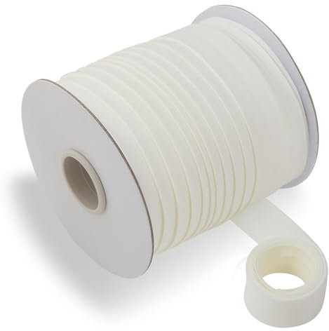 Schrägband, doppelt gefaltet, 2,5 cm, durchgehendes Schrägband zum Nähen, Quilten, Binden, Säumen, Bekleidungshandwerk, Polyester, nicht dehnbar (Elfenbein, 25 mm, 45 m)