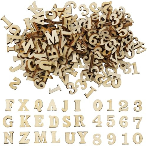 Hocadrv 200 Stück Holzbuchstaben Klein und Holznummern Buchstaben Holz 15MM Buchstaben und Zahlen Holz Weihnachtsdekoration Hochzeit Party Kunsthandwerk DIY Dekoration Zufällig Gemischt
