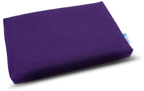 Yogan Kopfkissen/Kopfpolster (2,5 cm) für Yoga/Pilates, Außenbezug aus Bio-Baumwolle (abnehmbar und waschbar), Innenbezug mit recycelter Faserfüllung, 30 x 20 x 2,5 cm, Königsviolett