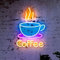LED Coffee Leuchtreklame für Kaffeetasse Groß 5 V USB Betrieben Acryl-Neonlichter mit Dimmbarem Schalter und Hängekette für Kaffee Café Bar Party Wohnzimmer Schild Geschenke
