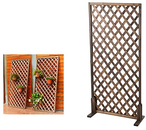 Zaun, Maschendrahtzaun, Holzgitter – Dekoration für den Garten, Wanddekoration, Gartenleitplanke, Zaun-Sichtschutz, Haus, Hof, Garten, Pflanzen, Klettern, Trennwand, dekorativ (60 x 90 cm)