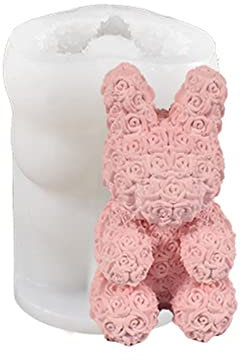 BABYVIVA Silikonform für Valentinstag, Rosenbär, Kerze, Tier, Gips, Silikonform, Desktop-Ornamente, Form für Bastelarbeiten, Heimdekoration