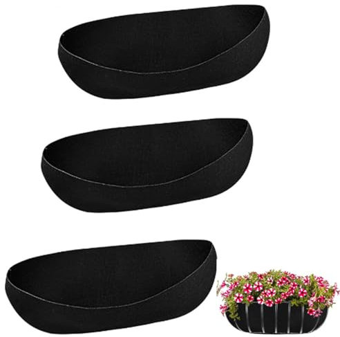 Loopunk Wall-mounted Coco Liner Trough, Outdoor Planter Liners, Hanging Basket Coco Liner, Coconut Fiber Planter Liners For Wall Mounted Planters/Window Flower Baskets Box 3 Pcs