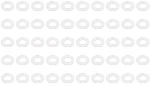 PATIKIL Nylon Flat Washers 3mm ID 6mm OD 0.5mm Thick M3 Hard Plastic Round Sealing Flange Gaskets-Applications for Machinery Electronics -[Qty 50 White]