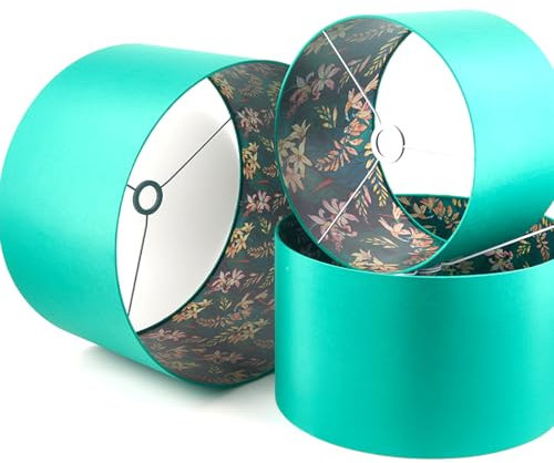 Zeitgenössischer Trommel-Lampenschirm 45 cm Grün für Tisch-, Steh- und Pendelleuchten, für Wohnzimmer und Schlafzimmer, E27 E14 max. 60 Watt von Stella & Mag Creative