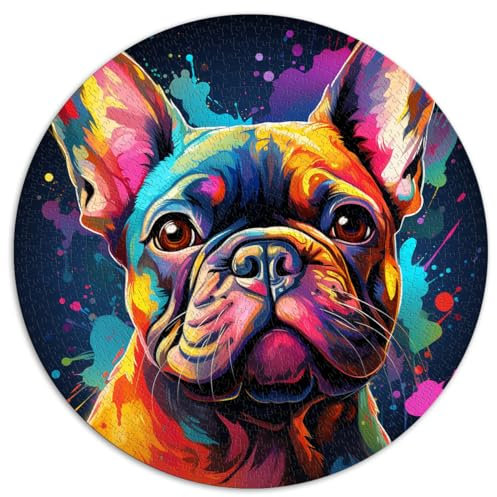 Puzzle für Erwachsene und Kinder, 1000 Teile, Französische Bulldogge, runde Puzzles, für Erwachsene und Kinder ab 12 Jahren, Papppuzzles, Spaß für zu Hause, Geburtstagsgeschenk, Reisegeschenk,