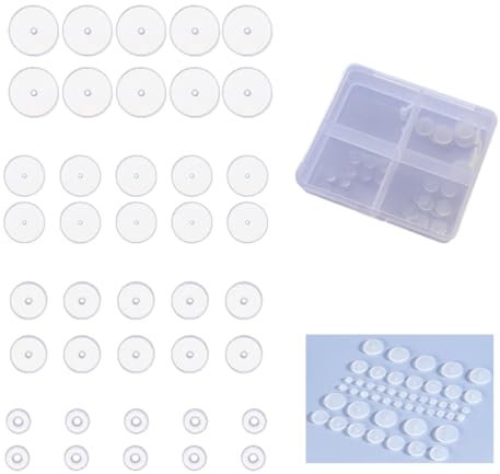 Oaklynet 40PCS Anti Wildfleisch Piercing Disc, Transparente Silikon Piercing Scheibe, 4 Größen, Wildfleisch Disc Für Piercing Bump Ohrringe Scheiben Pads Mit Kunststoff Box