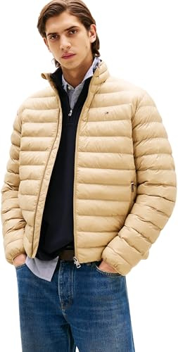 Tommy Hilfiger Men’s Recycled Relaxed Fit Packaway Quilted Jacket, Brown (Camel), L