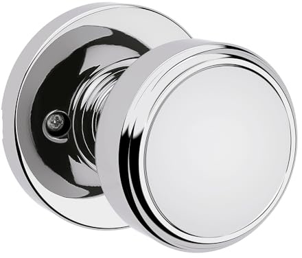 Kwikset Maven Dummy Door Knob, Single Sided Handle for Closets, French Double Doors, and Pantry, Polished Chrome Non-Turning Round Interior Push/Pull Door Knob, with Microban Protection