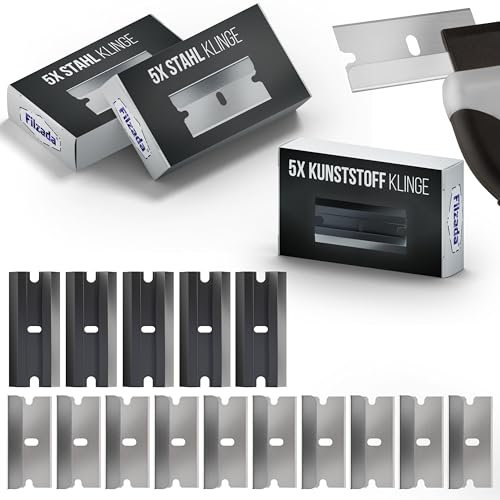 Filzada® 15x Schaber Klingen - Metall & Kunststoff - 39 x 18 mm Schaber Klingen - Ersatzklingen Küchenschaber - Klingen Schaber - Klingen geeignet für Glaskeramik uvm. - Schaberklingen