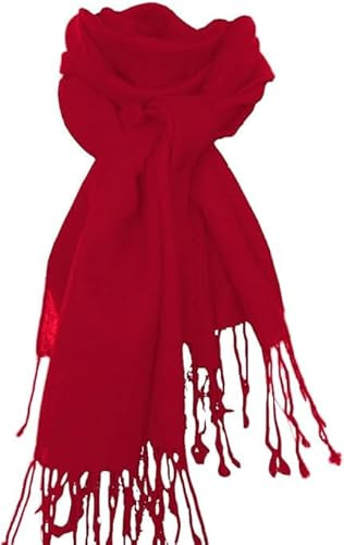 Avenella XXL Wollschal (205x70 cm inkl. Fransen) Feiner Weicher Unifarbener Gewebter Schal Tuch Stola aus 100% Wolle (Merino) Damenschal viele Farben zur Auswahl