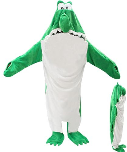 Siuwddee Tragbare Dinosaurier-Decke, Flanell-Dinosaurier, Einteiler-Kostüm, warm, weich, gemütlich, Pyjama für Rollenspiele, Maskerade