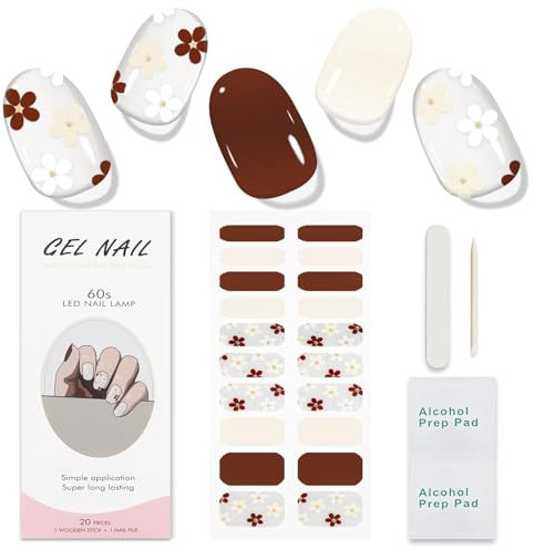 JMEOWIO Nagelfolie UV Härtend Bunte Blumen UV Gel Nail Strips Nagelsticker Nagelaufkleber Nail Art Dekoration Nageldesign Zubehör