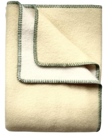 JOWOLLINA WoolOnly Doubleface Wendedecke Plaid aus norwegischer Wolle 130×200 cm (Vanilla)