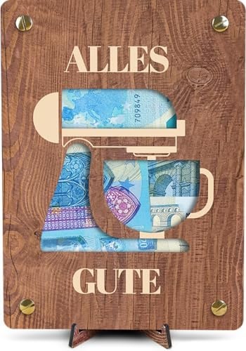 Geldgeschenk für Küchenmaschine - XL Geldgeschenk aus Holz inkl. Ständer | Küchenmaschine - Perfekte Geschenkidee für Küchenliebhaber, Hobbykoch, Kochgeschenk, Geschenk für Köche