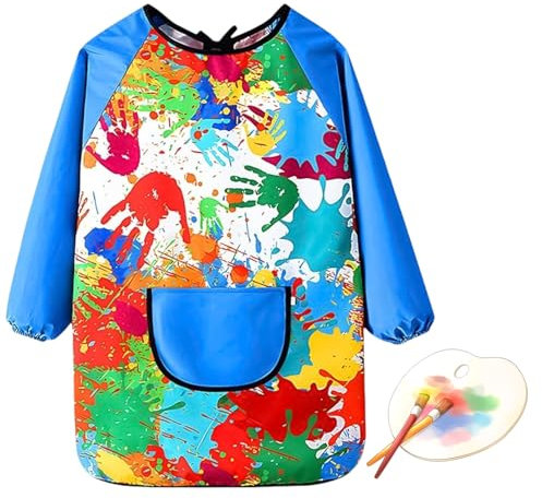BinXiaoQin Malkittel Kinder Malkittel Schule 1. Klasse,Pelikan Malschürze Kinder Grundschule,Malkittel kinder 8-10 Jahre Malen,Malerkittel Schule 1. Klasse Mädchen,Malerkittel Kind 7-12 jahre