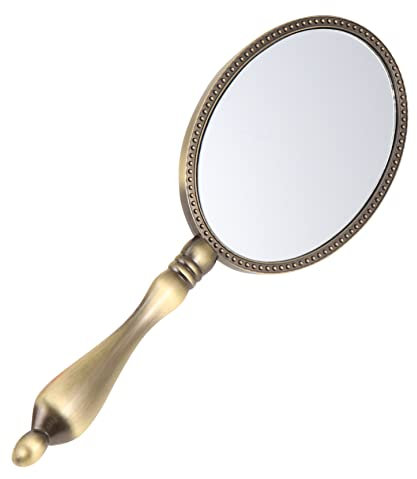BATHVEVE Vintage Handspiegel Für Damen Tragbarer Handspiegel Mit Griff Kosmetikspiegel Im Retro-Stil Für Make-up Rasur Und Reisen Robustes Design Für Vielseitige Anwendungen