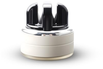 Afilador de Cuchillos con Succión - Afilador V-Sharp de PET, Acero Inoxidable y Cerámica para Cuchillos de Cocina y Tijeras (Blanco+Negro)