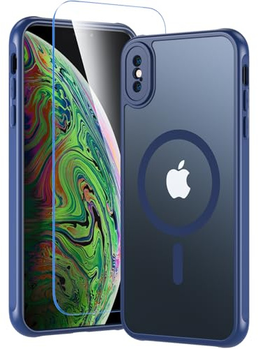 Cum2giff Magnetic for iPhone Xs Max Case with Screen Protector, Blue | Fit MagSafe Military-grade Dropproof Skin-friendly and Smooth Cover for iphone Xs Max, Shockproof Case for iPhone Xs Max