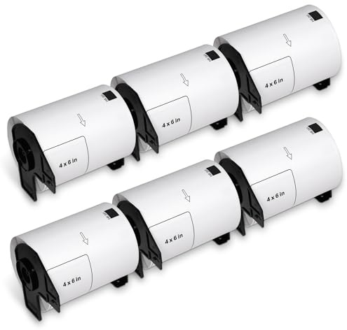 BETCKEY - 6 Rollen Film-Etiketten abziehbar, kompatibel mit DK-11241, 102mm x 152mm, 1200 Aufkleber rückstandsfrei leicht ablösbar für QL-Etikettendrucker