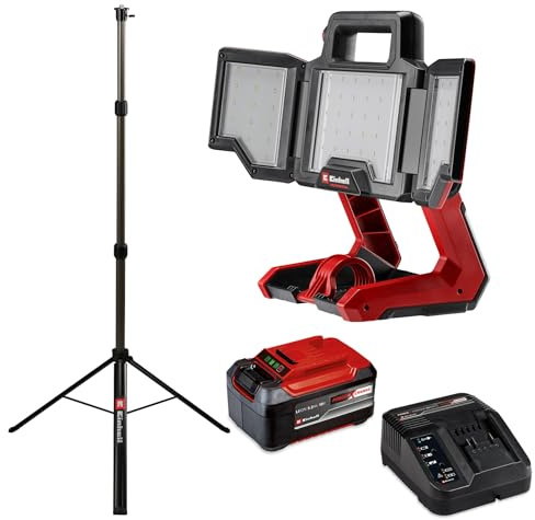 Einhell Akku-Lampe TP-CL 18/3000 Li Set | PXC | 18 V | 3000 lm | schwenkbarer Leuchtkopf | klappbare Leuchtpaneele | inkl. Stativ | inkl. 5,2 Ah Akku & Ladegerät