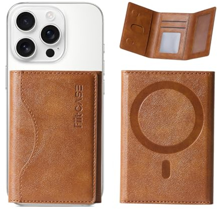 FiitCASE für MagSafe Wallet Magnetischer dreifach Faltbarer Kartenhalter, starker Magnet, minimalistische Handy-Brieftasche, kompatibel mit iPhone 16/15/14/13/12 Pro Max Plus (Luxuriöses Braun)