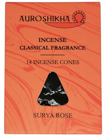 Anandam Auroshikha Räucherkegel - 14 Natürliche Räucherkerzen - Traditionell in indischem Ashram in Handarbeit gefertigt - Surya Rose