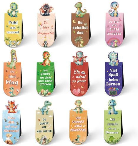Magnetische Lesezeichen Kinder,Dinosaurier Geschenk Junge 3 4 5 6 7 8 9 10 11 12 Jahre,Dino Mitgebsel Kindergeburtstag Gastgeschenke,Adventskalender Füllung Kinder Jungen,Weihnachtsgeschenke für Jungs