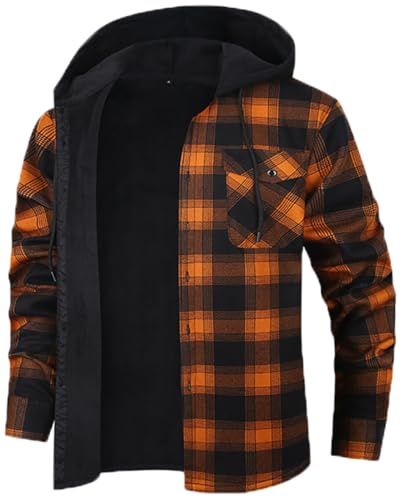Iris Sprite Chemise à Carreaux rembourrée Chaude pour Homme (Orange,M)