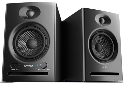 Ortizan C7 Studio Monitors Altavoces con Bluetooth para computadora, Color Negro