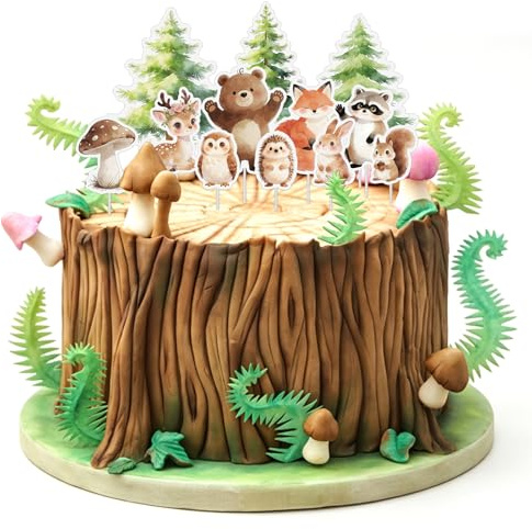 12Pcs Woodland Baby Shower Decorations, Cute Forest Animal Cake Decorations for Baby Shower Decor, Woodland Birthday Party Supplies, Creatures Nursery Theme Cake Picks