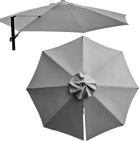 Recambio De Toldo Sombrilla Redonda 8 Brazos 3.0m/3.5m Recambio De Tela Para Sombrilla Excentrica Cubierta De Recambio Para Paraguas Voladizas Toldo De Repuesto Para Sombrilla(Gray,3m/10ft)