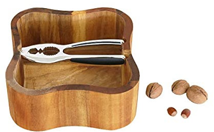 CONTINENTA 440s Nussschale, Akazie, mit Nuss-Knacker, ca. 20 x 20 x 8 cm