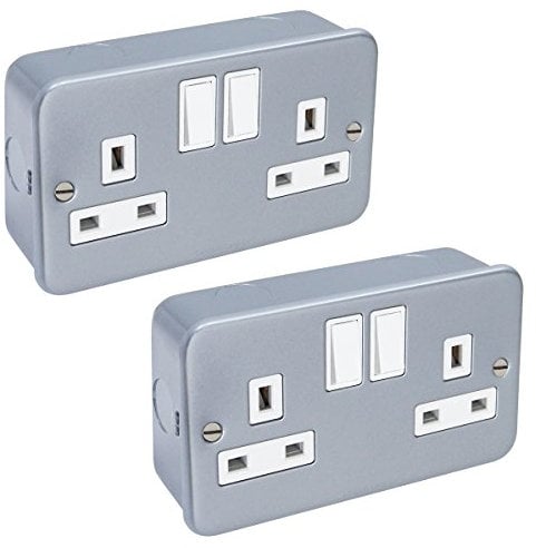 2 x 13 Amp Metal Clad Socket 2 Gang Switched Socket Outlet