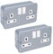2 x 13 Amp Metal Clad Socket 2 Gang Switched Socket Outlet