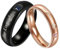 JewelryWe Schmuck 1 Paar Ringe Edelstahl Pärchen Ring mit Her King His Queen Zirkonia Freundschaftsringe Eheringe Trauringe Verlobungsringe für Damen Herren Rosegold Schwarz