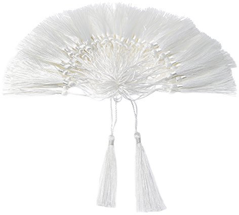 VAPKER 100 nappe bianche in seta, fatte a mano, 13 cm, morbide, con passante da 5 cm, per la creazione di gioielli, progetti fai da te e segnalibri, colore: bianco